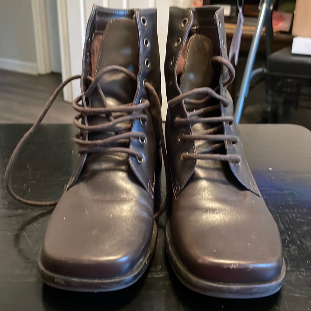 Dark brown leather boots